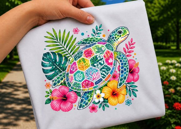 Download Floral Sea Turtle Colorful Topical PNG - Floral sea turtle Collection