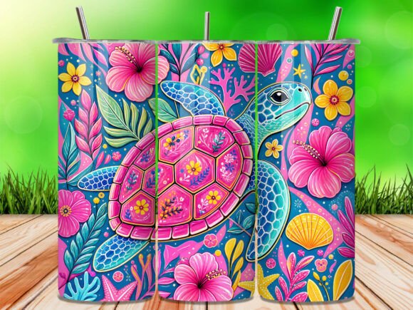 Download Boho Floral Sea Turtle Tumbler Wrap PNG - Floral sea turtle Collection