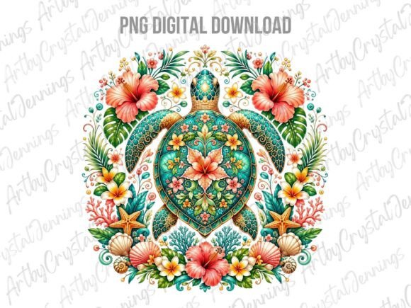 Download Tropical Floral Sea Turtle Floral PNG - Floral sea turtle Collection