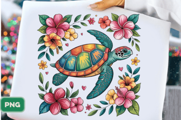 Download Floral Sea Turtle Summer PNG, Turtle PNG - Floral sea turtle Collection