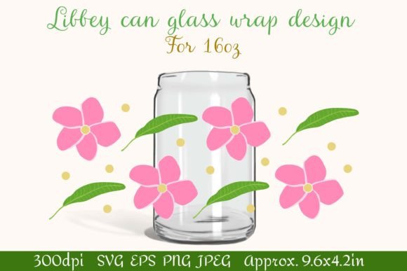 Download Can Glass Wrap Design 16oz | Plumeria - Premium Resources