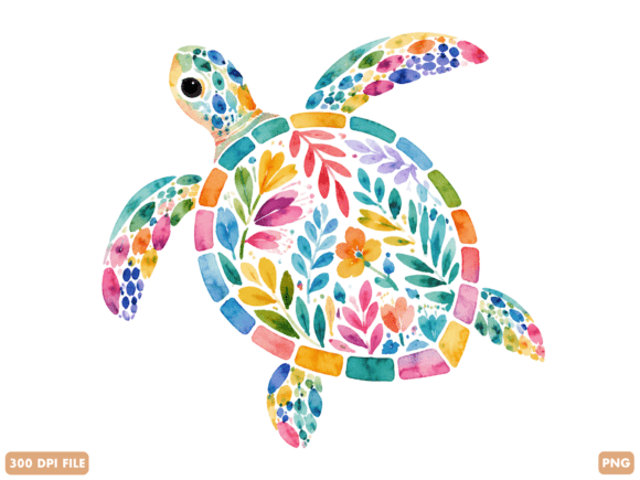 Download Floral Sea Turtle Watercolor PNG - Floral sea turtle Collection