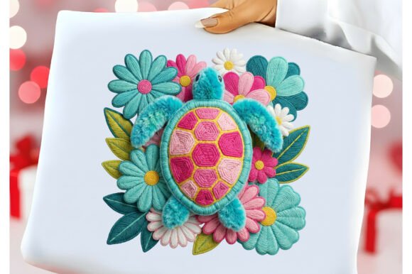 Download 3D Faux Yarn Floral Sea Turtle Png - Floral sea turtle Collection