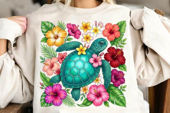 Download Floral Sea Turtle Summer PNG - Floral sea turtle Collection