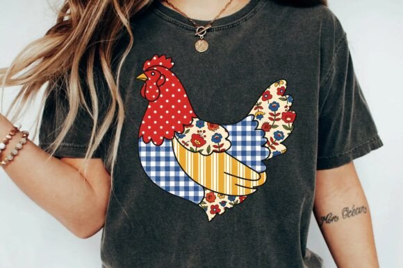 Download Colorful Country Patchwork Folk Art Chicken Sublimation Design PNG - Sublimation design Collection