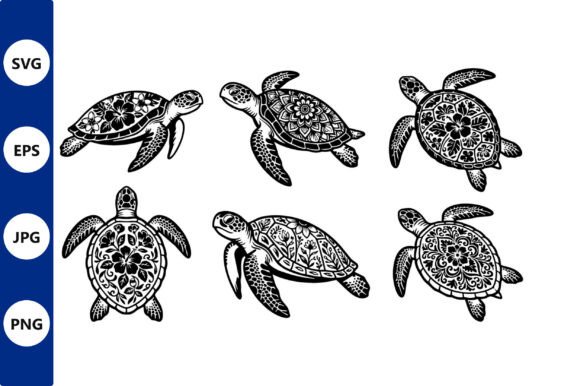 Download Ornate Floral Sea Turtle Pattern - Floral sea turtle Collection