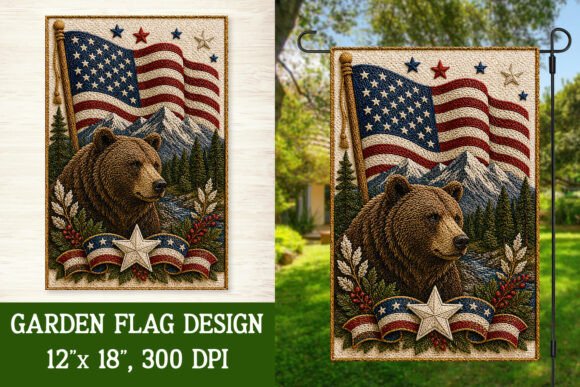 Download Patriotic Bear Garden Flag PNG - Premium Resources