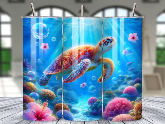 Download Floral Sea Turtle Tumbler Wrap Design - Floral sea turtle Collection